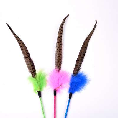 Pet toy vocalises a catpole pheasant long feather cat stick a multi-coloured cat stick