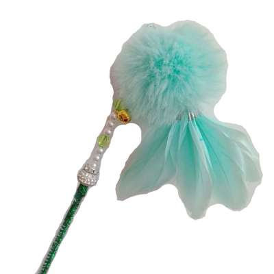 The pet toy has a 65cm long fairy cat stick made of handmade feathers