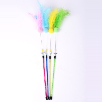 Pet toy sound of cat stick, colorful feather cat stick